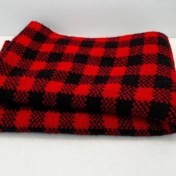 Warm Soft Buffalo Plaid Wool/Mohair Blend Large Red/Black Infinity Scarf - Picture 1 of 7